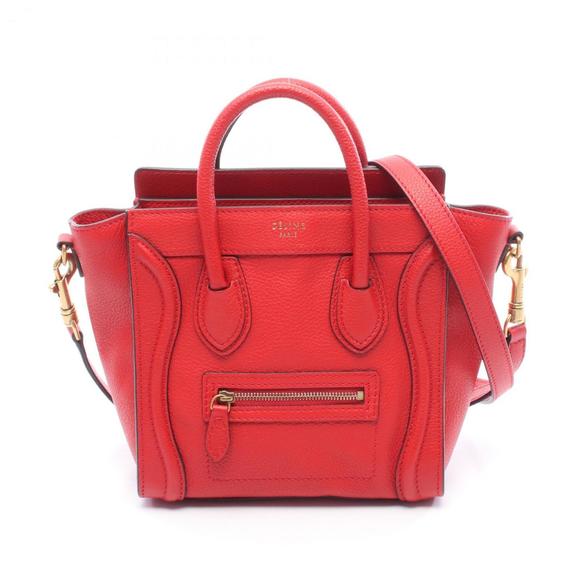Celine Luggage Nano Shopper Handbag, Leather, Women's, Red, 168243 - Picture 1 of 8
